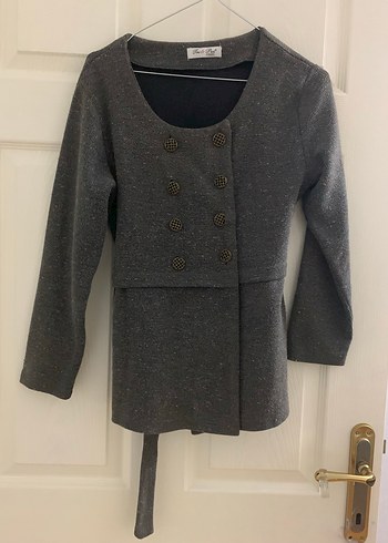 Düğmeli Gri Midi Hırka - Görsel 2