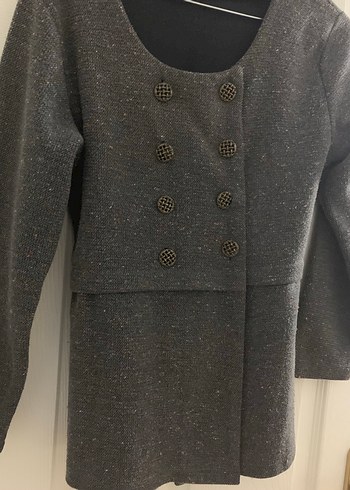 Düğmeli Gri Midi Hırka - Görsel 3