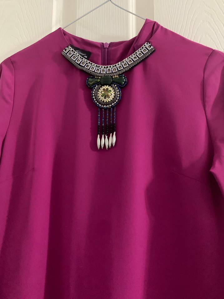 Zincir Detaylı Uzun Mor Bohem Tunik - Görsel 3