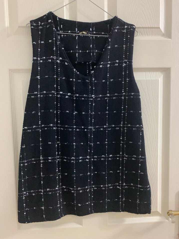 Kemerli Siyah Kareli Midi Kadın Yelek - Görsel 3