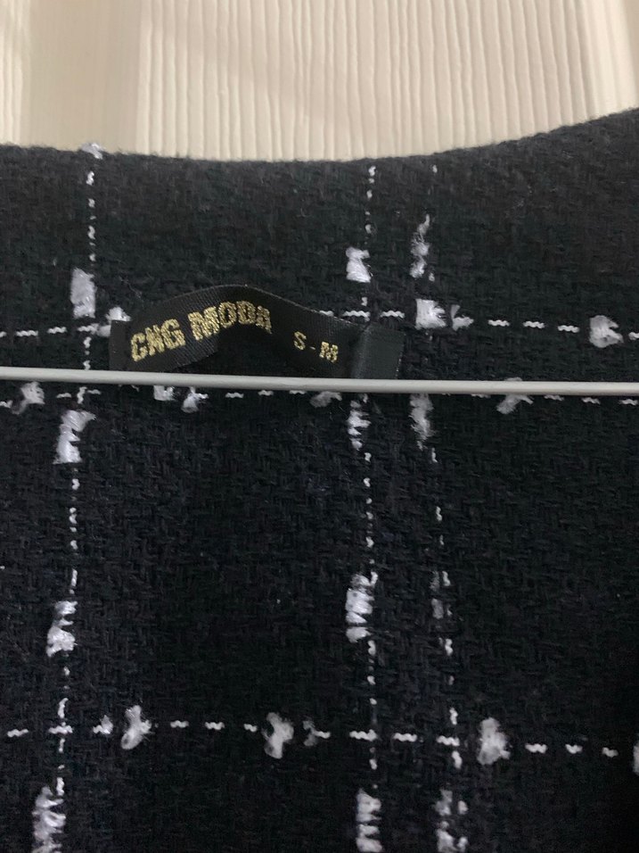 Kemerli Siyah Kareli Midi Kadın Yelek - Görsel 2