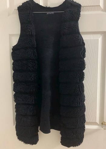 Siyah Kürklü Midi Kadın Yelek - Görsel 2