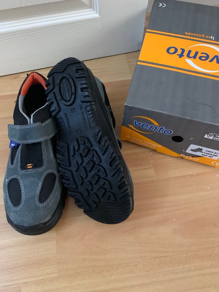 Gri Erkek Çelik Burunlu İş Ayakkabı Cırt Cırtlı - Görsel 4