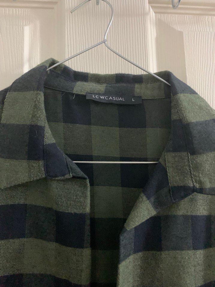 Kadın Yeşil Kareli Gömlek - Görsel 3