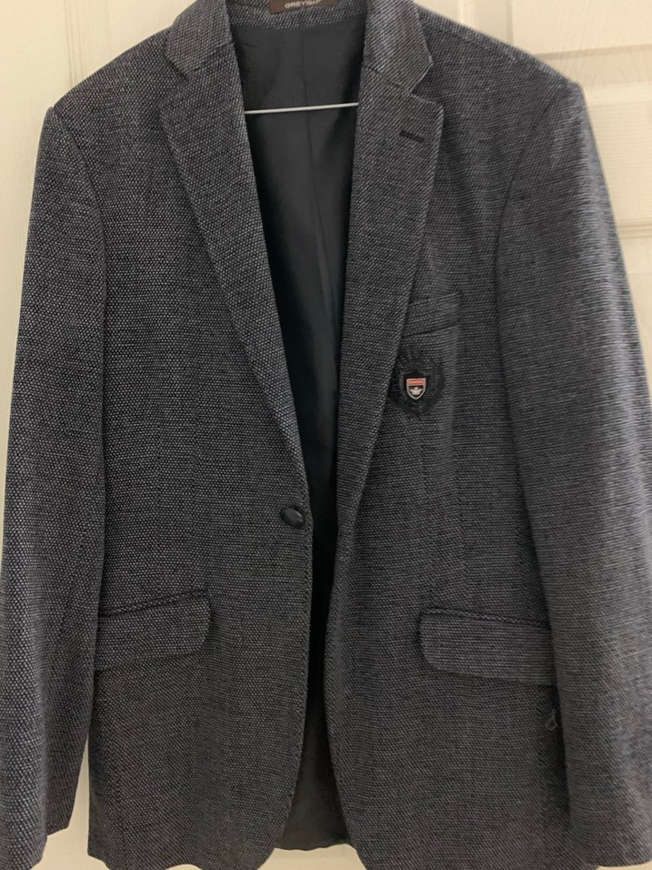 Gri Erkek Regular Fit Düğmeli  Elbise Ceketi - Görsel 3