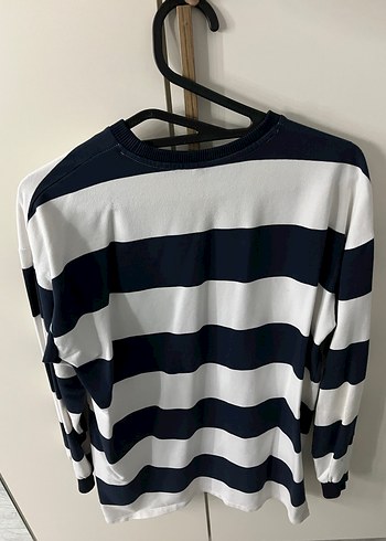 Çizgili Uzun Kollu Pamuklu Tişört - Görsel 3