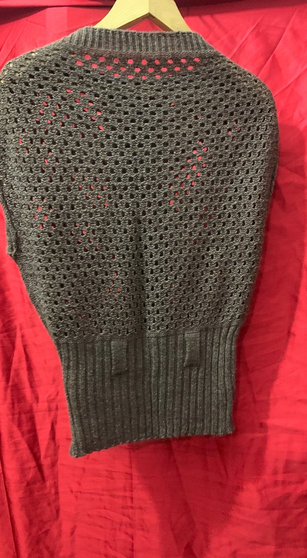 Gri Örgü Yüksek Yaka Kolsuz Kazak süeter - Görsel 2