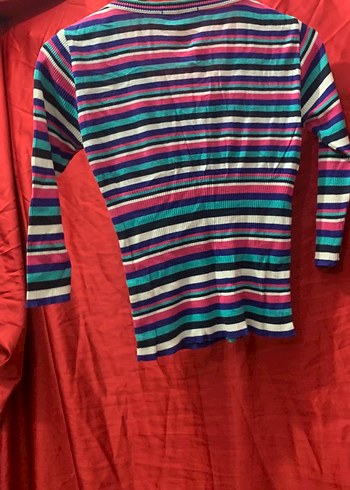 Renkli V Yaka Örgü Kadın Kazak - Görsel 2