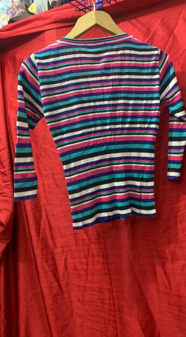 Renkli V Yaka Örgü Kadın Kazak - Görsel 2