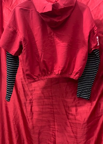 Kırmızı Uzun Kollu Crop Sweatshirt - Görsel 2