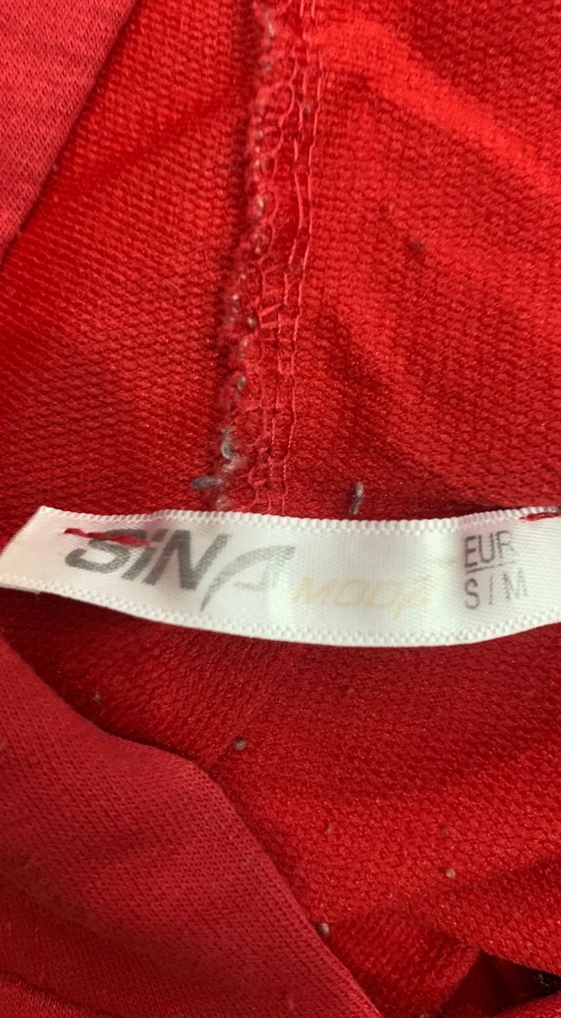 Kırmızı Uzun Kollu Crop Sweatshirt - Görsel 3