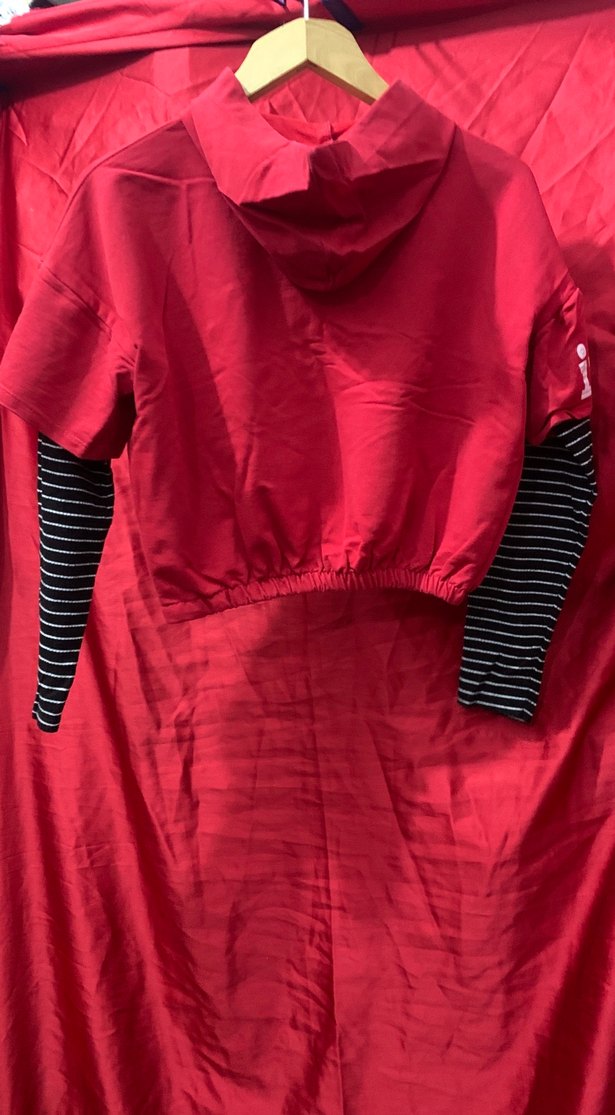 Kırmızı Uzun Kollu Crop Sweatshirt - Görsel 2