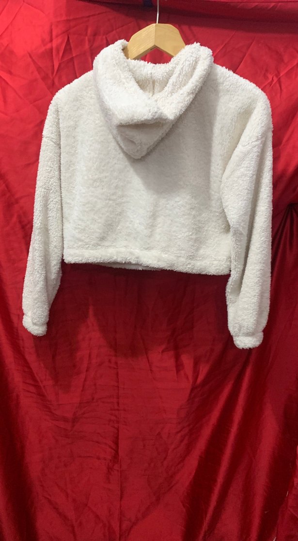 Kadın Gri Peluş Yarım Fermuarlı Sweatshirt - Görsel 2