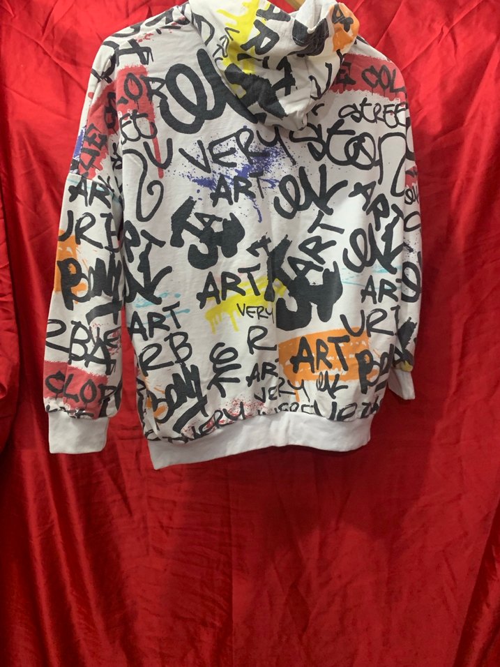 Renkli Baskılı Kapüşonlu Sweatshirt - Görsel 2