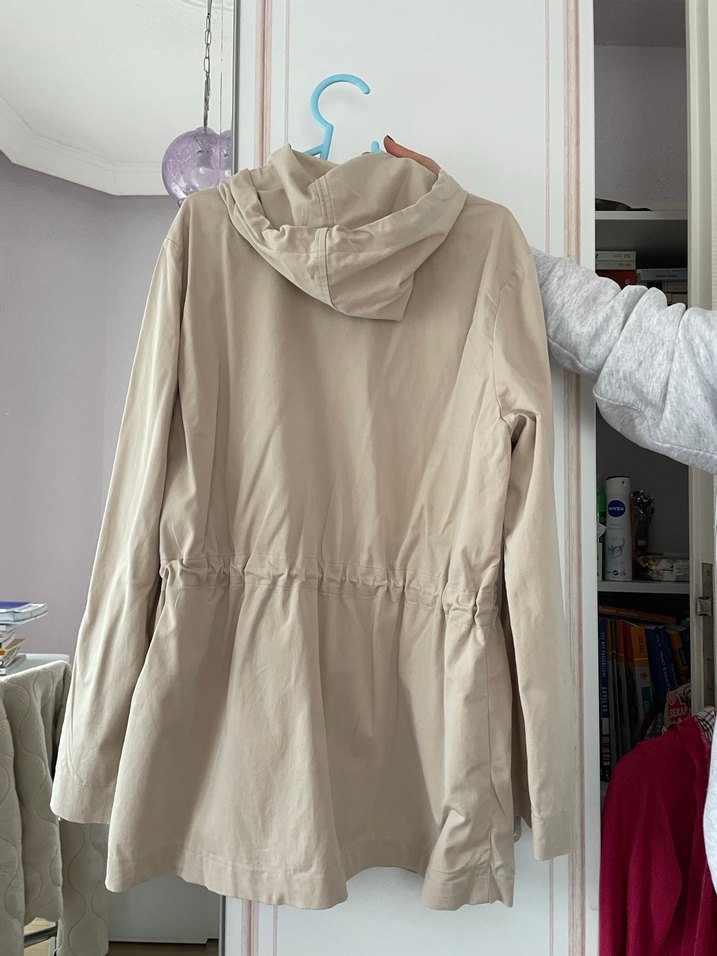 Bej Midi Kadın Yağmurluk Fermuarlı - Görsel 2