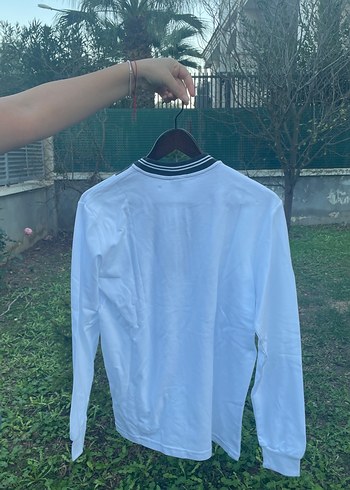 Uzun Kollu Beyaz Pamuklu Polo Tişört - Görsel 2