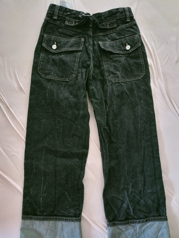 Siyah Bol Kesim Kadın Denim Pantolon - Görsel 3