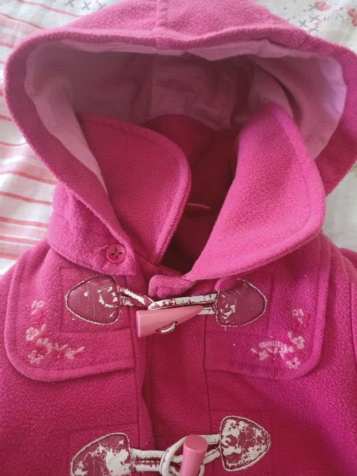 Kız Çocuk Pembe Kapüşonlu Kaban - Görsel 3