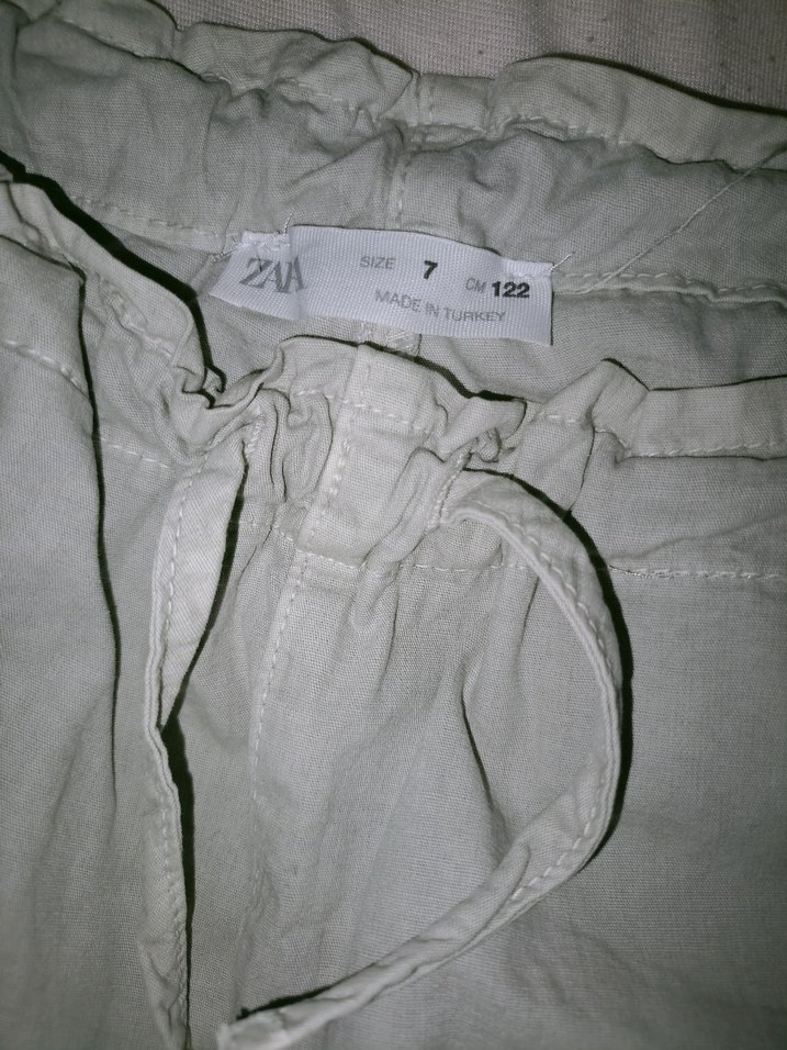 Bej Kız çocuğu Keten Rahat Kesim Pantolon - Görsel 2