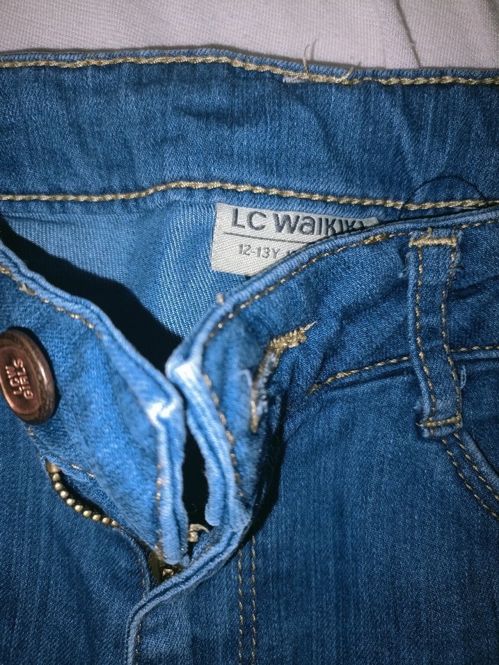 Düğmeli Mavi Kadın Denim Pantolon - Görsel 2