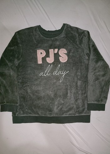 Kızlar İçin Gri Peluş Detaylı Sweatshirt - Görsel 2