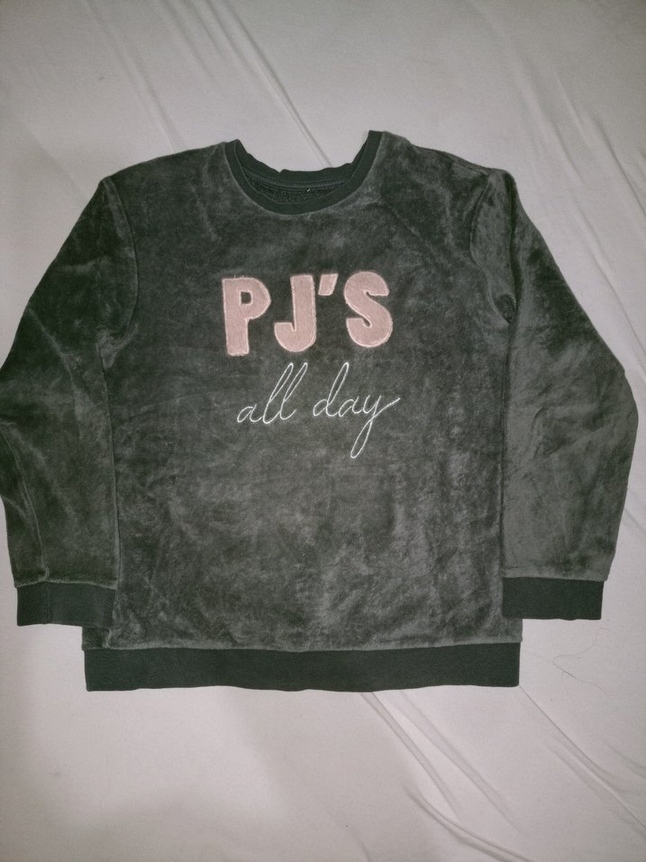 Kızlar İçin Gri Peluş Detaylı Sweatshirt - Görsel 2