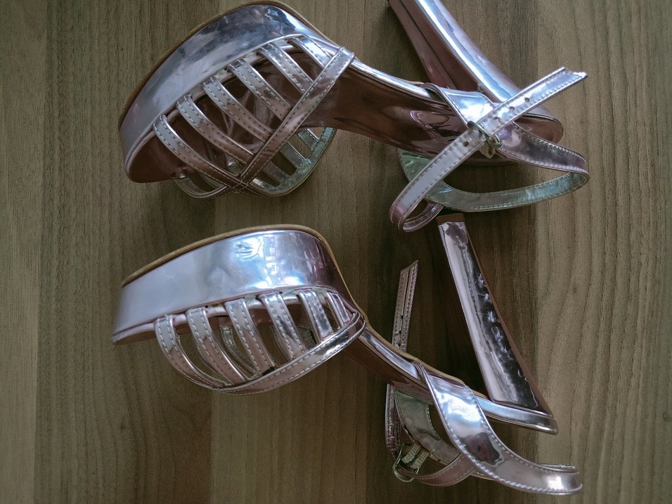 Pembe Parlak Yılan Desenli Platform Topuklu Kadın Ayakkabı - Görsel 4