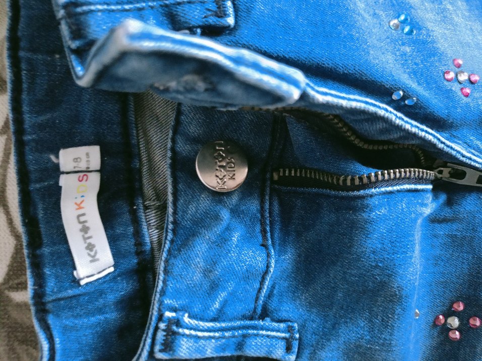 Nakışlı Mavi kız çocuk Kot Pantolon (7-8 yaş) - Görsel 2