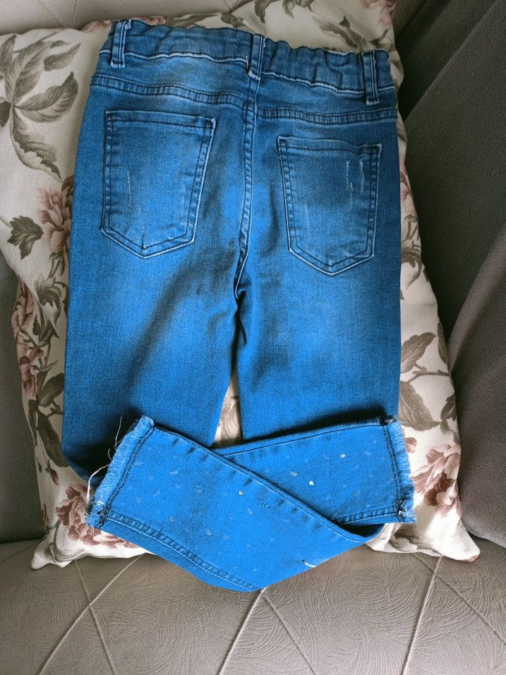 Nakışlı Mavi kız çocuk Kot Pantolon (7-8 yaş) - Görsel 3