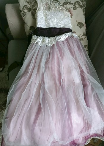 Straplez Vintage Gelinlik Beyaz ve Gri - Görsel 2