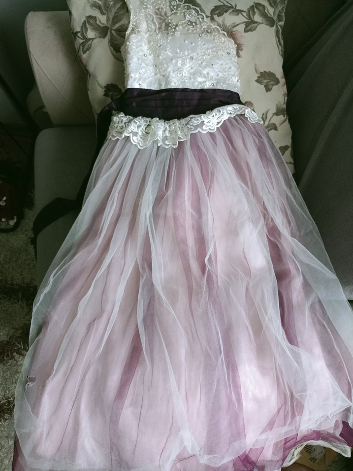 Straplez Vintage Gelinlik Beyaz ve Gri - Görsel 2