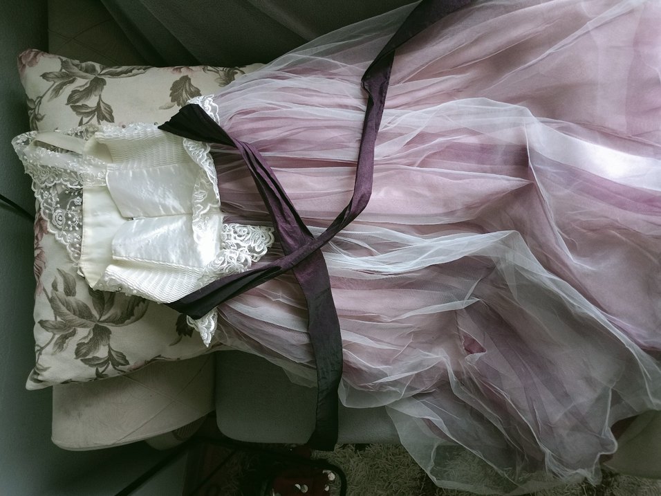 Straplez Vintage Gelinlik Beyaz ve Gri - Görsel 3