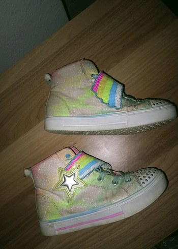 Kız Çocuk Renkli Bağcıklı ve Cırt Cırtlı Spor Ayakkabı - Görsel 6