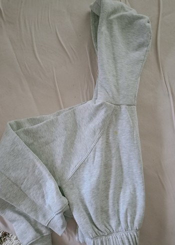 Gri Kapüşonlu Kadın Sweatshirt - Görsel 3