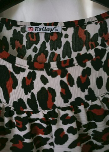 Leopar Desenli Uzun Kollu Uzun Elbise - Görsel 2