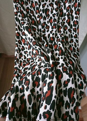 Leopar Desenli Uzun Kollu Uzun Elbise - Görsel 4