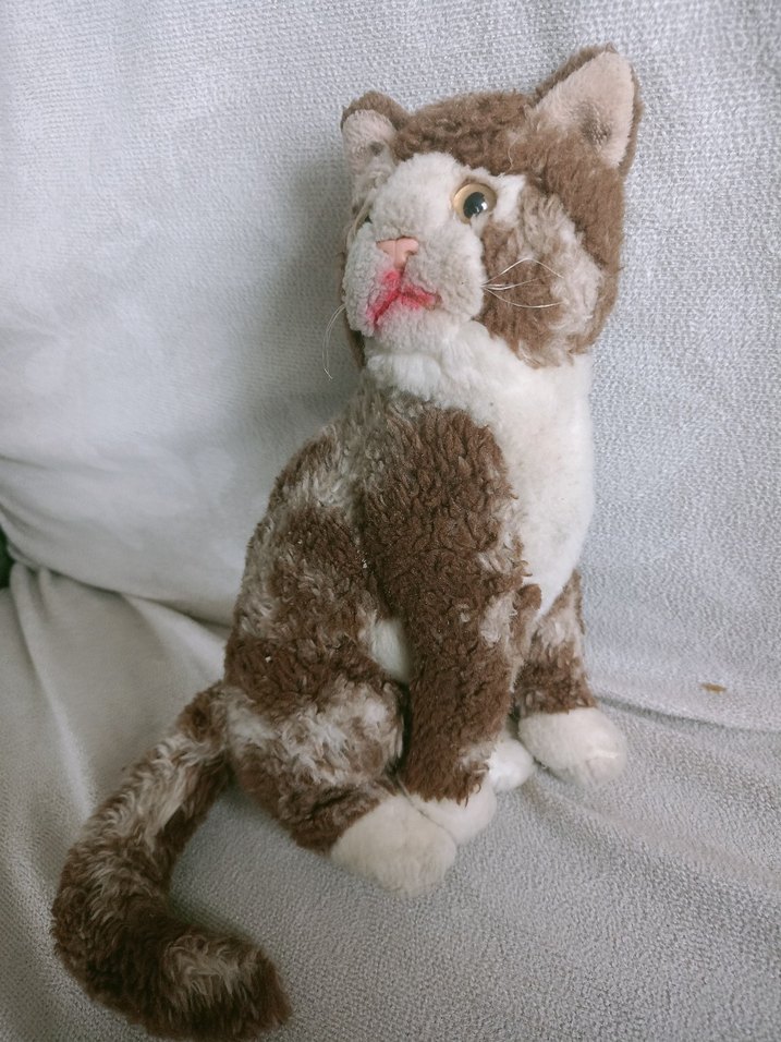 Kahverengi Gri Peluş Kedi Oyuncak - Görsel 2