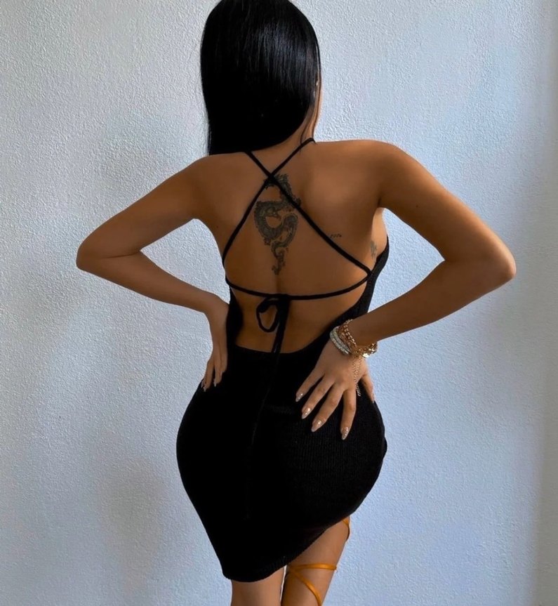 Siyah Örgü Mini Elbise - Görsel 3