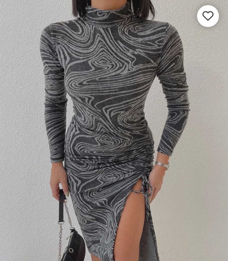 Gri Zebra Desenli Drapeli Uzun Hamile Eteği - Görsel 3