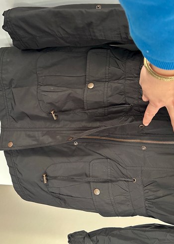 Siyah Midi Boy Düğmeli Kadın Ceket - Görsel 4