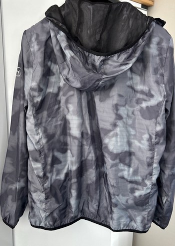 Gri kamuflajlı Desenli Fermuarlı Yağmurluk - Görsel 4