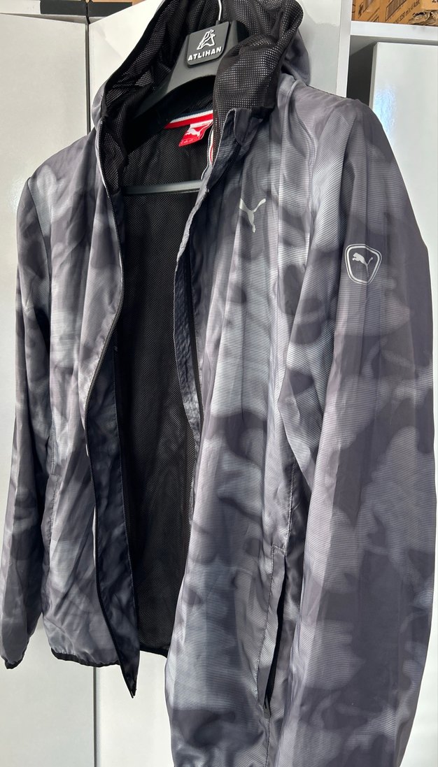 Gri kamuflajlı Desenli Fermuarlı Yağmurluk - Görsel 3