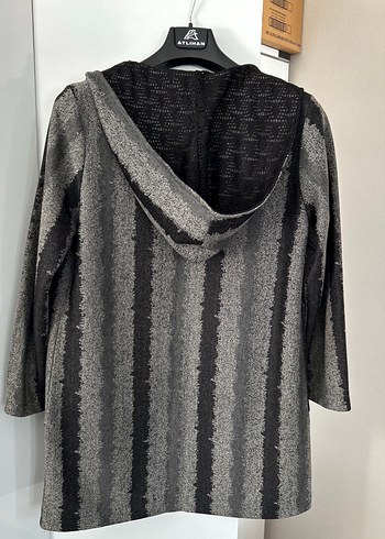 Gri Kapüşonlu Uzun Kadın Kaban - Görsel 4