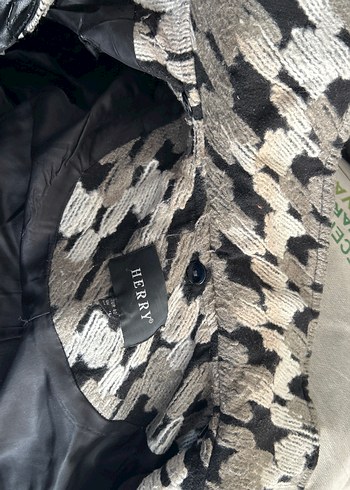 Gri şık Desenli Midi Kadın Kaban - Görsel 7