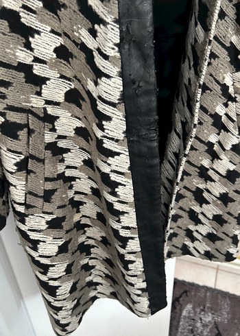 Gri şık Desenli Midi Kadın Kaban - Görsel 3