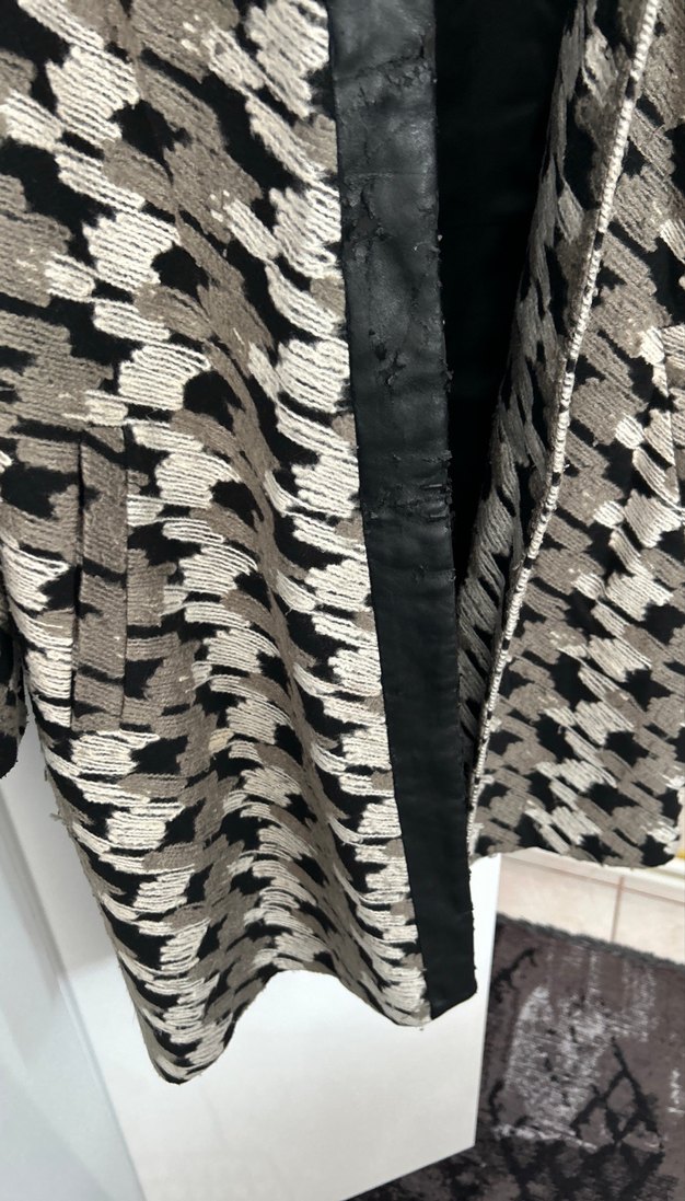 Gri şık Desenli Midi Kadın Kaban - Görsel 3