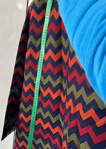 Kadın Çok Renkli Uzun Düğmeli  fermuarlı Bohem Kaban - Görsel 7