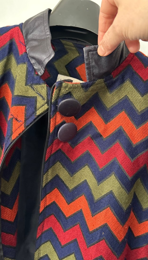 Kadın Çok Renkli Uzun Düğmeli  fermuarlı Bohem Kaban - Görsel 3