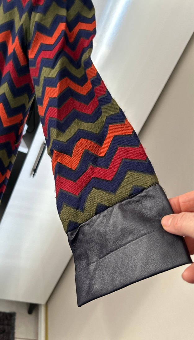 Kadın Çok Renkli Uzun Düğmeli  fermuarlı Bohem Kaban - Görsel 4