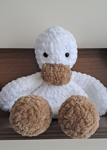 Beyaz ve kahverengi peluş ördek oyuncak - Görsel 3